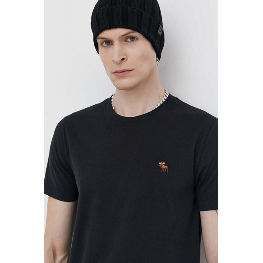 Abercrombie &amp; Fitch t-shirt bawełniany męski kolor czarny z aplikacją ze sklepu ANSWEAR.com w kategorii T-shirty męskie - zdjęcie 170938529