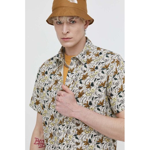 Solid koszula lniana kolor beżowy regular z kołnierzykiem klasycznym ze sklepu ANSWEAR.com w kategorii Koszule męskie - zdjęcie 170938578