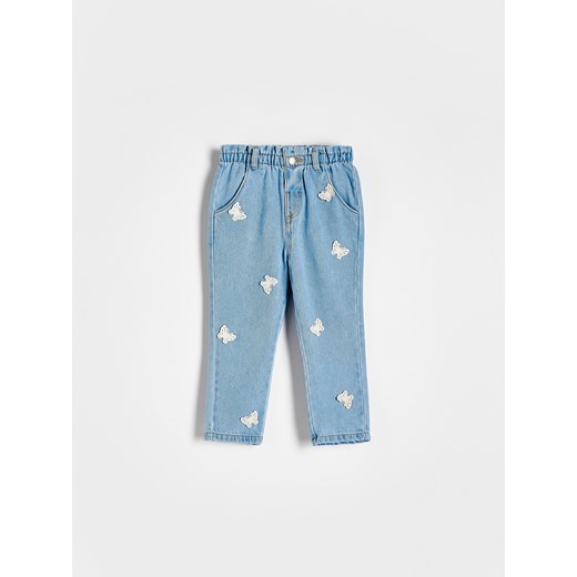 Reserved - Jeansy baggy z aplikacją - niebieski ze sklepu Reserved w kategorii Spodnie i półśpiochy - zdjęcie 170942786