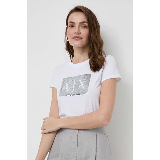 Armani Exchange t-shirt bawełniany kolor biały 8NYTDL YJ73Z ze sklepu ANSWEAR.com w kategorii Bluzki damskie - zdjęcie 170945126