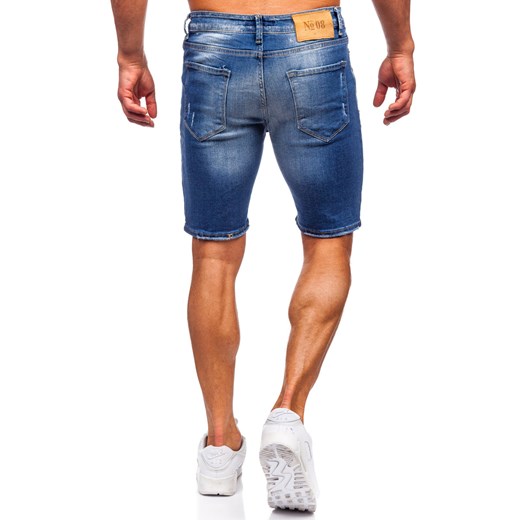 Granatowe krótkie spodenki jeansowe męskie Denley 0369 31/M promocja Denley