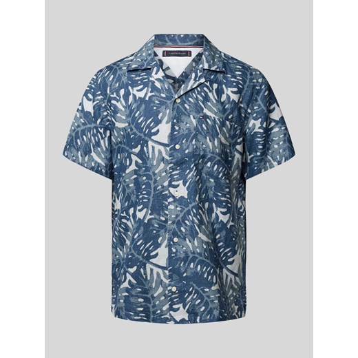 Koszula casualowa o kroju slim fit z lnu ze wzorem na całej powierzchni ze sklepu Peek&Cloppenburg  w kategorii Koszule męskie - zdjęcie 170946816