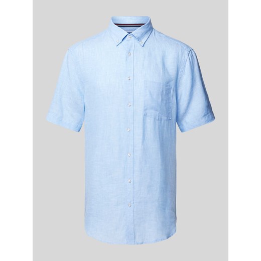 Koszula lniana o kroju regular fit z kołnierzykiem typu button down ze sklepu Peek&Cloppenburg  w kategorii Koszule męskie - zdjęcie 170947348