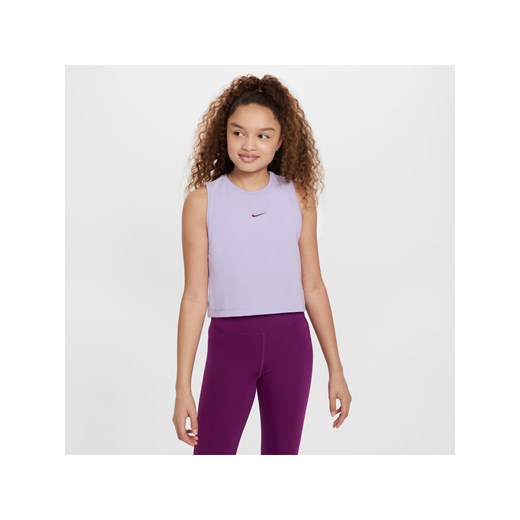 Koszulka treningowa bez rękawów dla dziewcząt Dri-FIT Nike Pro - Fiolet ze sklepu Nike poland w kategorii Bluzki dziewczęce - zdjęcie 170947575