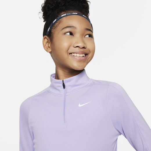Koszulka do golfa z długim rękawem i zamkiem 1/2 dla dużych dzieci (dziewcząt) Nike L Nike poland