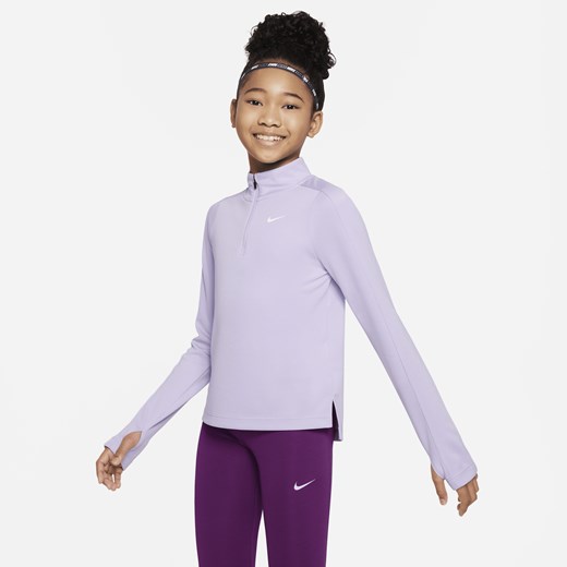 Koszulka do golfa z długim rękawem i zamkiem 1/2 dla dużych dzieci (dziewcząt) Nike L Nike poland