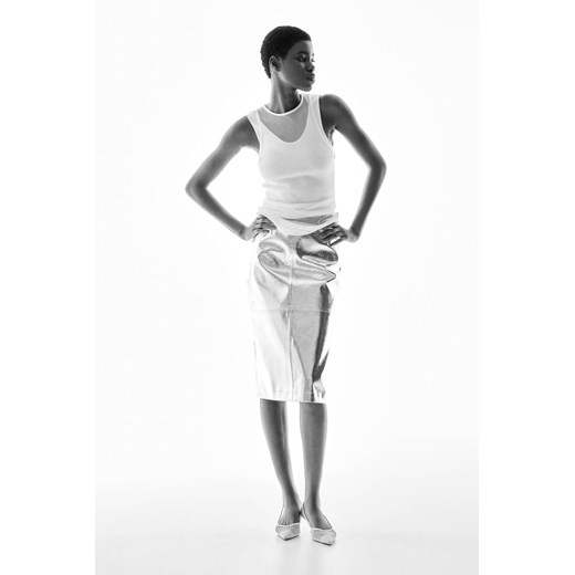 H & M - Powlekana spódnica - Srebrny ze sklepu H&M w kategorii Spódnice - zdjęcie 170948609