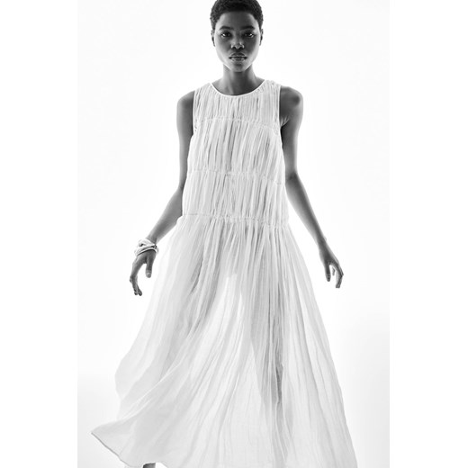 H & M - Długa sukienka z ramii - Biały H & M XS H&M