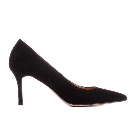 Marco Shoes Eleganckie szpilki zamszowe czarne ze sklepu ButyModne.pl w kategorii Czółenka - zdjęcie 170948746