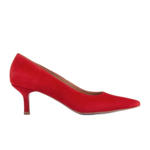 Marco Shoes Eleganckie szpilki na niższym obcasie czerwone ze sklepu ButyModne.pl w kategorii Czółenka - zdjęcie 170948779