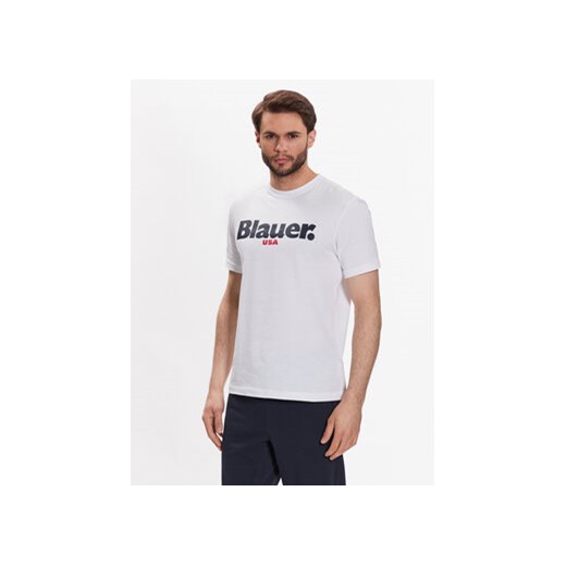 Blauer T-Shirt 23SBLUH02104 004547 Biały Regular Fit ze sklepu MODIVO w kategorii T-shirty męskie - zdjęcie 170953088