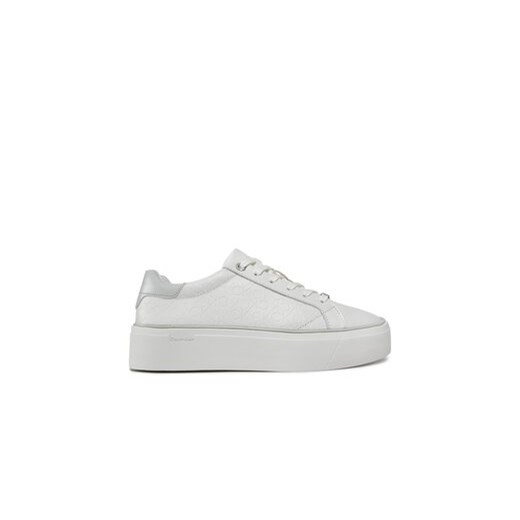 Calvin Klein Sneakersy Flatform C Lace Up - Mono Mix HW0HW01870 Biały ze sklepu MODIVO w kategorii Buty sportowe damskie - zdjęcie 170953219