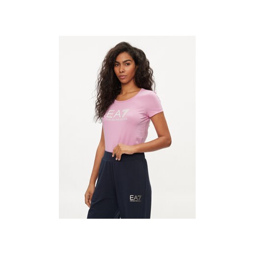EA7 Emporio Armani T-Shirt 8NTT66 TJFKZ 1432 Różowy Slim Fit ze sklepu MODIVO w kategorii Bluzki damskie - zdjęcie 170953457