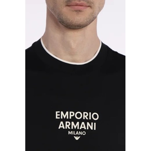T-shirt męski Emporio Armani z napisami z krótkimi rękawami 