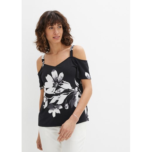 Shirt z dekoltem carmen na ramiączkach ze sklepu bonprix w kategorii Bluzki damskie - zdjęcie 170956016