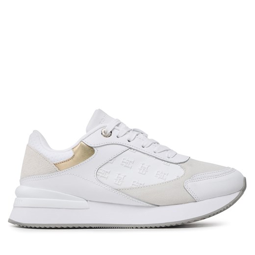 Sneakersy Tommy Hilfiger Elevated Embossed Runner Gold FW0FW07384 White YBS Tommy Hilfiger 37 eobuwie.pl