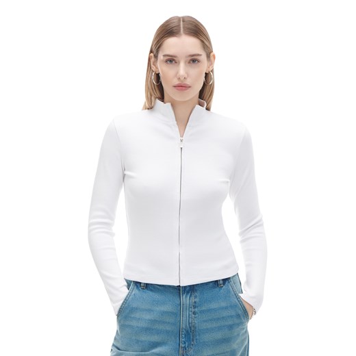 Cropp - Biała bluzka z zapięciem - biały ze sklepu Cropp w kategorii Bluzki damskie - zdjęcie 170958355