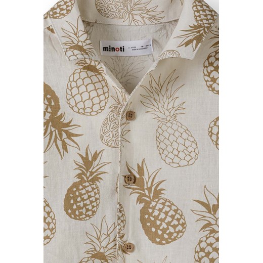 Lniana koszula chłopięca z krótkim rękawem- ananasy Minoti 104/110 5.10.15