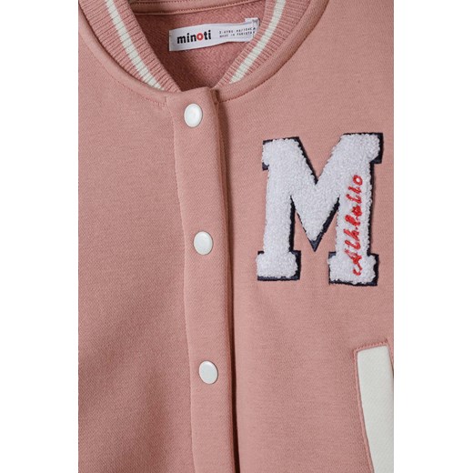 Różowa kurtka typu baseball z naszywkami dla dziewczynki Minoti 98/104 5.10.15