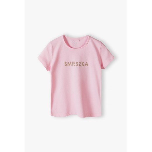 Różowy t-shirt dziewczęcy z brokatowym napisem - Śmieszka - 5.10.15. 5.10.15. 98 5.10.15