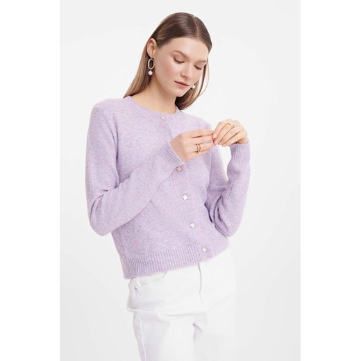 Rozpinany różowy sweter damski z długim rękawem ze sklepu 5.10.15 w kategorii Swetry damskie - zdjęcie 170964129