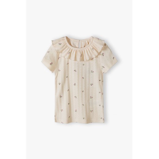T-shirt dziewczęcy ecru w drobne kwiatki - Max&Mia ze sklepu 5.10.15 w kategorii Bluzki dziewczęce - zdjęcie 170964226