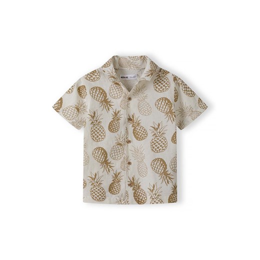 Lniana koszula dla chłopca z krótkim rękawem- ananasy Minoti 128/134 5.10.15