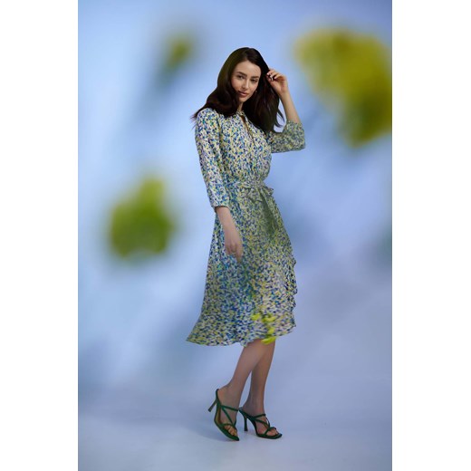 Damska sukienka midi w kwiaty z paskiem ze sklepu 5.10.15 w kategorii Sukienki - zdjęcie 170964326