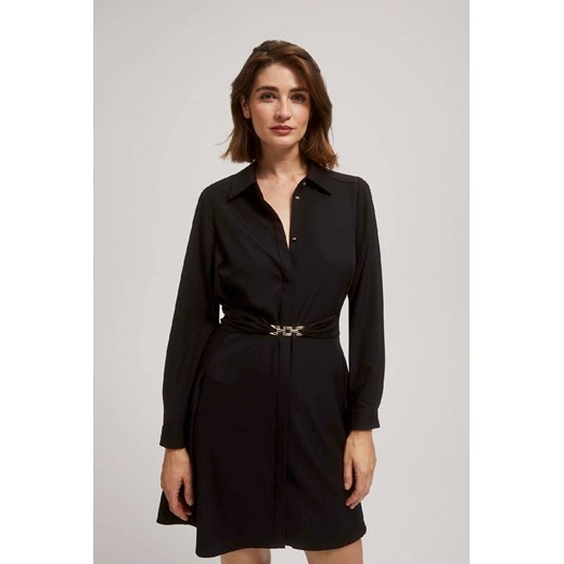 Czarna elegancka sukienka koszulowa z paskiem ze sklepu 5.10.15 w kategorii Sukienki - zdjęcie 170964379