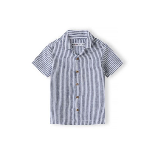 Lniana koszula dla chłopca z krótkim rękawem w paski ze sklepu 5.10.15 w kategorii Koszule chłopięce - zdjęcie 170964396