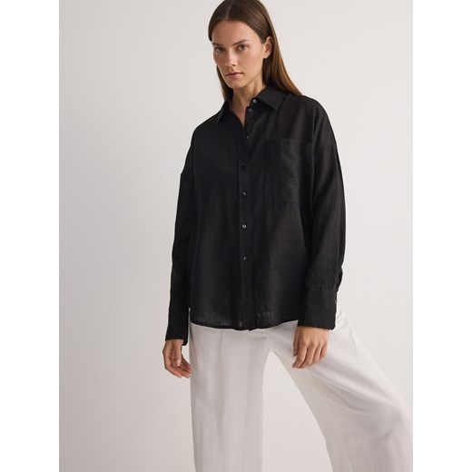 Reserved - Lniana koszula - czarny ze sklepu Reserved w kategorii Koszule damskie - zdjęcie 170965098