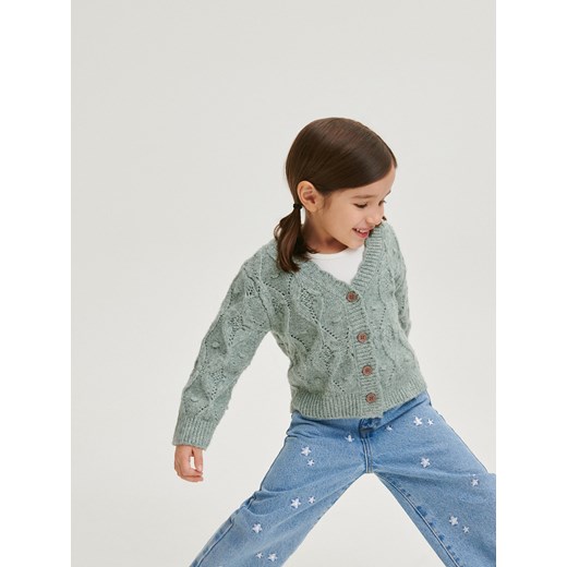 Reserved - Ażurowy kardigan - oliwkowy ze sklepu Reserved w kategorii Bluzy i swetry - zdjęcie 170965155