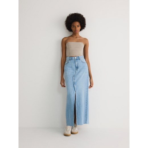 Reserved - Jeansowa spódnica midi - niebieski ze sklepu Reserved w kategorii Spódnice - zdjęcie 170965855