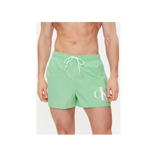 Calvin Klein Swimwear Szorty kąpielowe KM0KM00967 Zielony Regular Fit ze sklepu MODIVO w kategorii Kąpielówki - zdjęcie 170968167