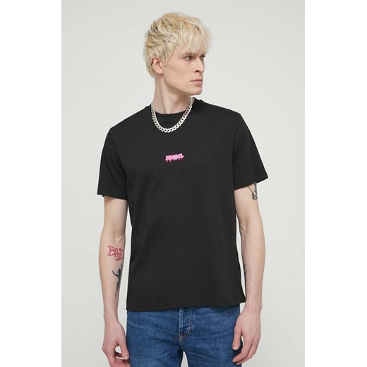 HUGO t-shirt bawełniany męski kolor czarny z nadrukiem 50509966 ze sklepu ANSWEAR.com w kategorii T-shirty męskie - zdjęcie 170972299