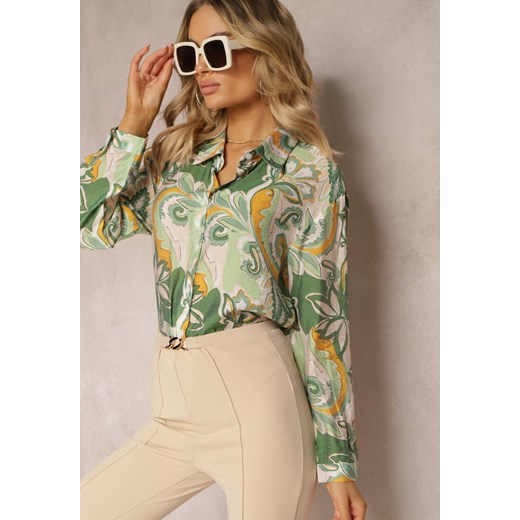 Zielona Klasyczna Koszula w Abstrakcyjny Print Hastar ze sklepu Renee odzież w kategorii Koszule damskie - zdjęcie 170973217