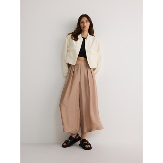 Reserved - Spodnie culotte z wiskozy - beżowy ze sklepu Reserved w kategorii Spodnie damskie - zdjęcie 170980708