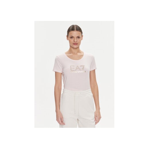 EA7 Emporio Armani T-Shirt 8NTT67 TJDQZ 1422 Różowy Skinny Fit ze sklepu MODIVO w kategorii Bluzki damskie - zdjęcie 170984726