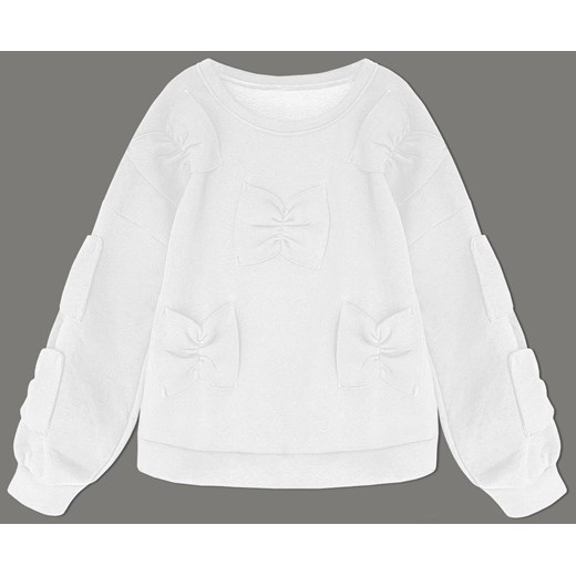 Ciepła bluza damska z kokardkami biała (23999) ze sklepu goodlookin.pl w kategorii Bluzy damskie - zdjęcie 170986278