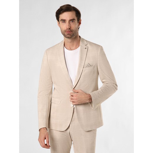 Finshley & Harding London Męska kurtka modułowa - Brixdon Mężczyźni Slim Fit beżowy w kratkę ze sklepu vangraaf w kategorii Marynarki męskie - zdjęcie 170986486