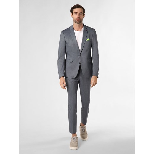 Finshley & Harding London Garnitur - Brixdon-Hoxdon Mężczyźni Slim Fit granatowy marmurkowy ze sklepu vangraaf w kategorii Garnitury męskie - zdjęcie 170986487