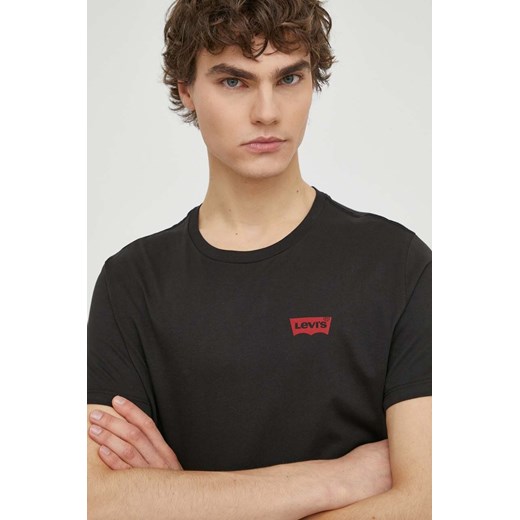 Levi&apos;s t-shirt bawełniany 2-pack męski kolor czarny z nadrukiem ze sklepu ANSWEAR.com w kategorii T-shirty męskie - zdjęcie 170989229