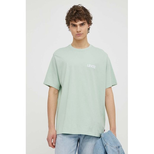 Levi&apos;s t-shirt bawełniany męski kolor zielony z nadrukiem ze sklepu ANSWEAR.com w kategorii T-shirty męskie - zdjęcie 170989596