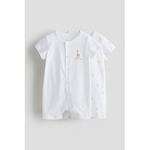 H & M - Bawełniana piżama jednoczęściowa 2-pak - Biały ze sklepu H&M w kategorii Odzież dla niemowląt - zdjęcie 170993569