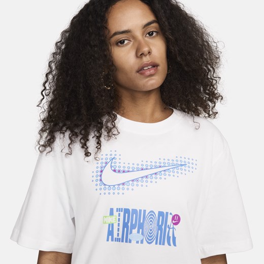 Bluzka damska Nike z krótkim rękawem z okrągłym dekoltem sportowa z napisem 