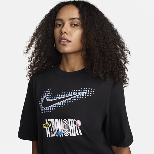 Bluzka damska czarna Nike z okrągłym dekoltem 