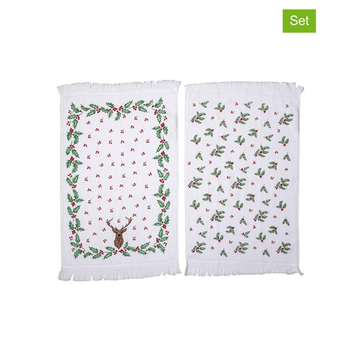 Clayre &amp; Eef Ręczniki (2 szt.) w kolorze biało-szarym do rąk - 66 x 40 cm ze sklepu Limango Polska w kategorii Ręczniki - zdjęcie 170994638