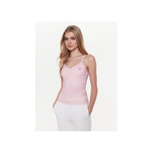 Guess Top V3GP01 MC03W Różowy Slim Fit ze sklepu MODIVO w kategorii Bluzki damskie - zdjęcie 170996589