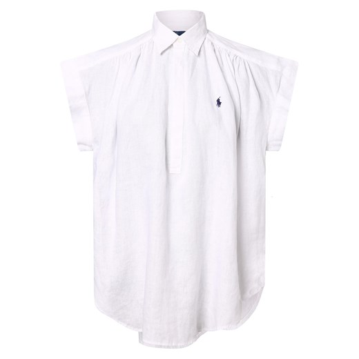 Polo Ralph Lauren Lniana bluzka damska Kobiety len biały jednolity ze sklepu vangraaf w kategorii Koszule damskie - zdjęcie 170999299