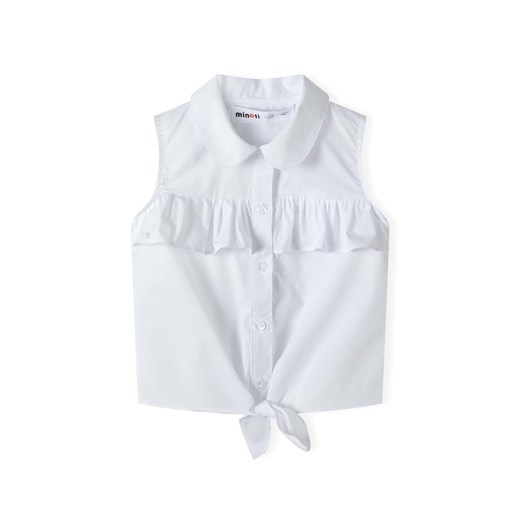 Wiązany top biały z kołnierzykiem dla małej dziewczynki ze sklepu 5.10.15 w kategorii Koszule dziewczęce - zdjęcie 171001296